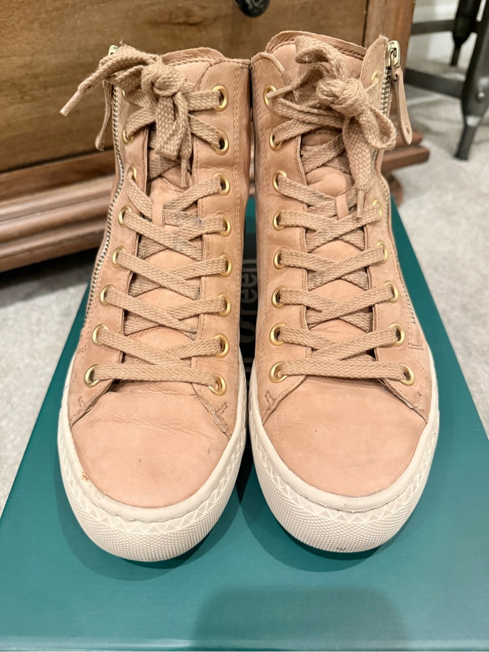 Paul Green Women's Lace-Up High-Top Sneakers in Tan